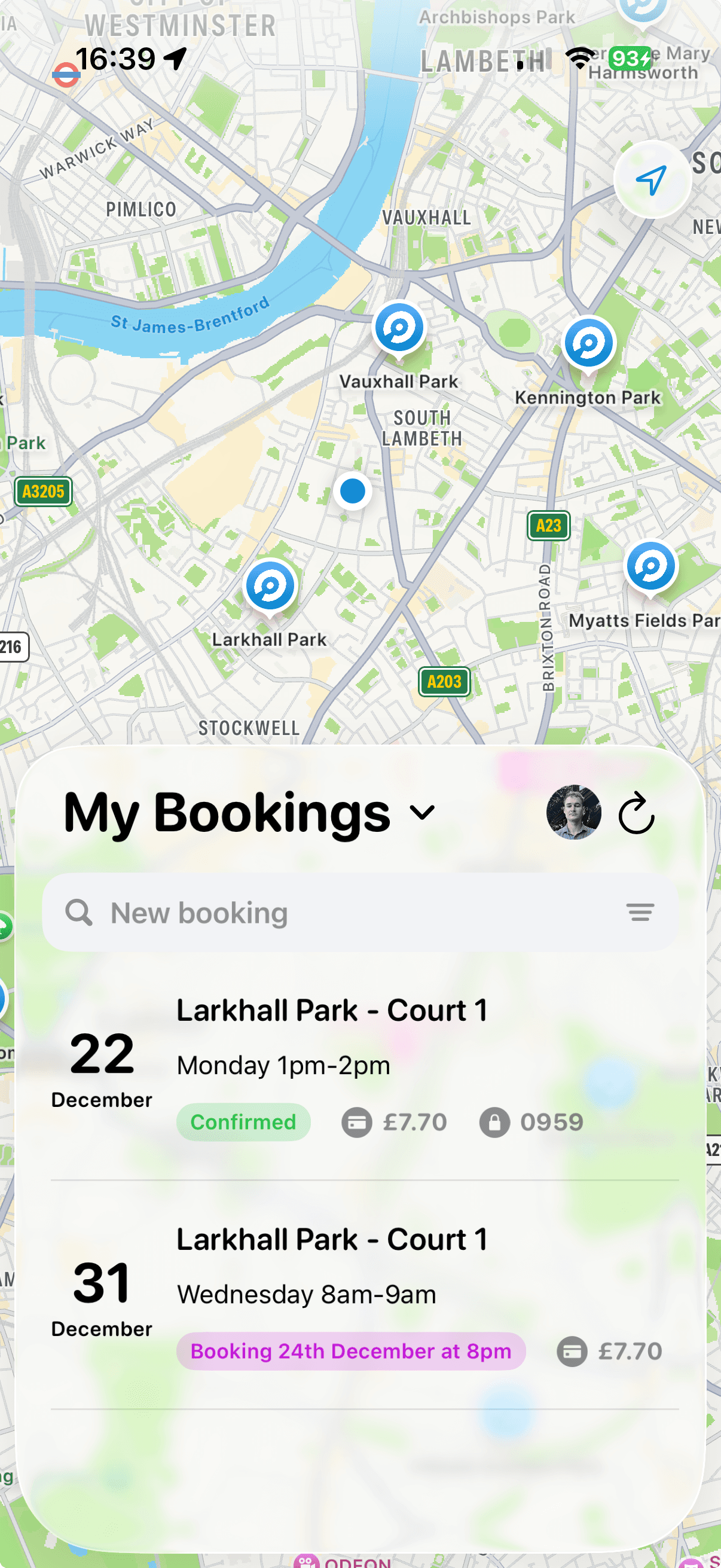 Racket Club app screenshot